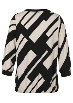 3/4-Arm Print Shirt mit Gummizug-Saum