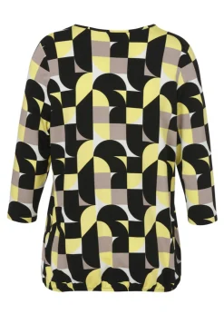 3/4-Arm Print-Shirt mit Gummizugsaum