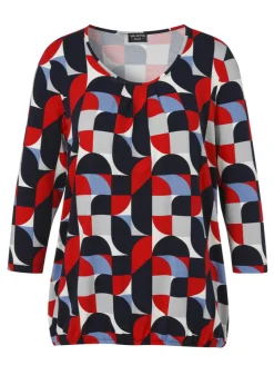 3/4-Arm Print-Shirt mit Gummizugsaum