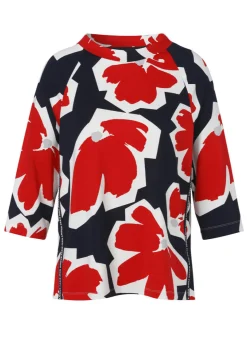 3/4-Arm Sweatshirt mit abstraktem Blumenmuster