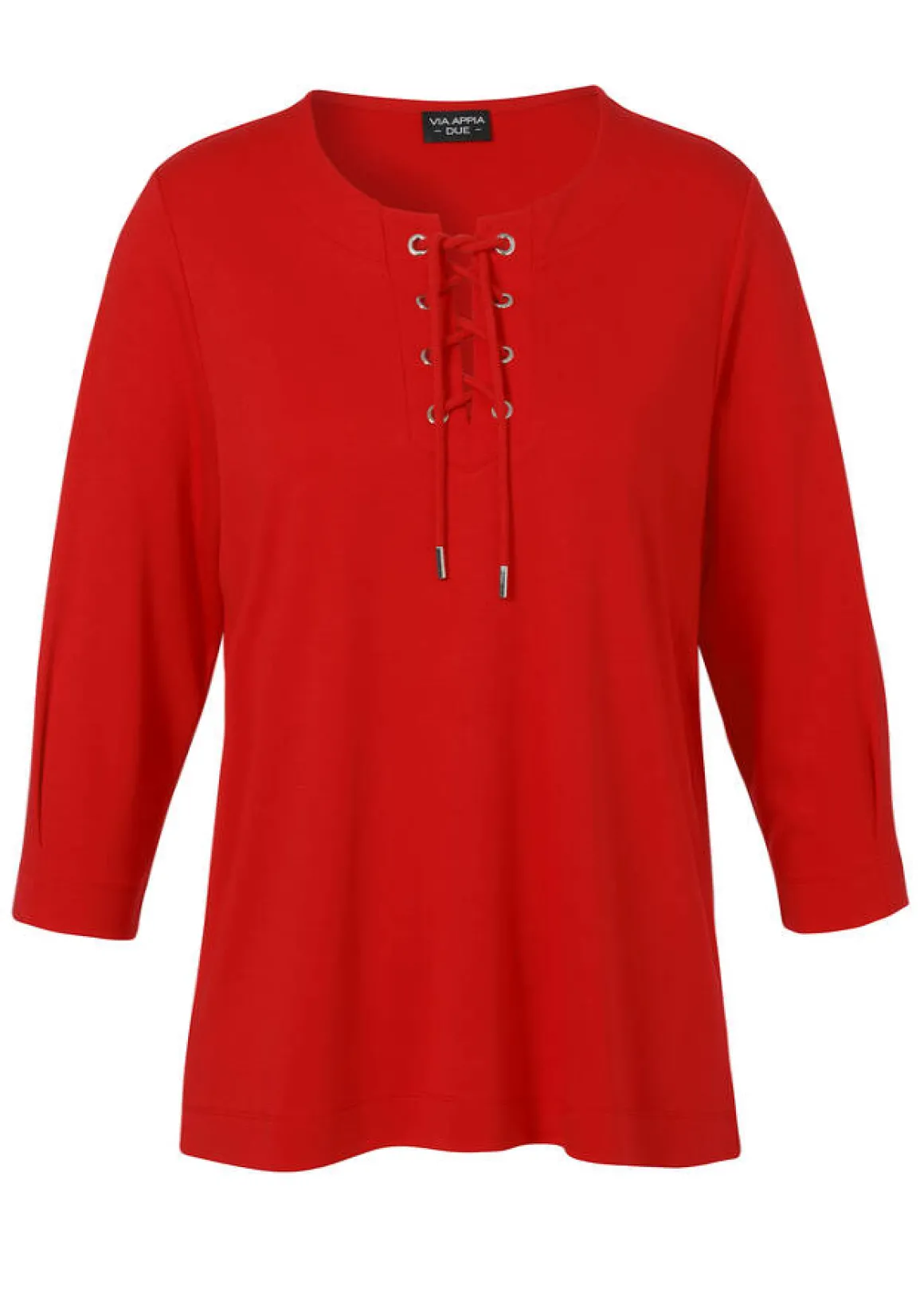 3/4-Arm Sweatshirt mit geschnürtem Ausschnitt