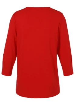 3/4-Arm Sweatshirt mit geschnürtem Ausschnitt