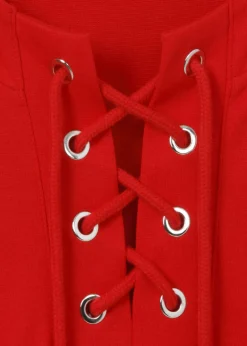 3/4-Arm Sweatshirt mit geschnürtem Ausschnitt