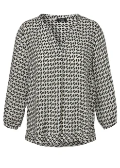 3/4-Arm Viskose-Bluse mit Allover-Print