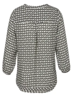 3/4-Arm Viskose-Bluse mit Allover-Print