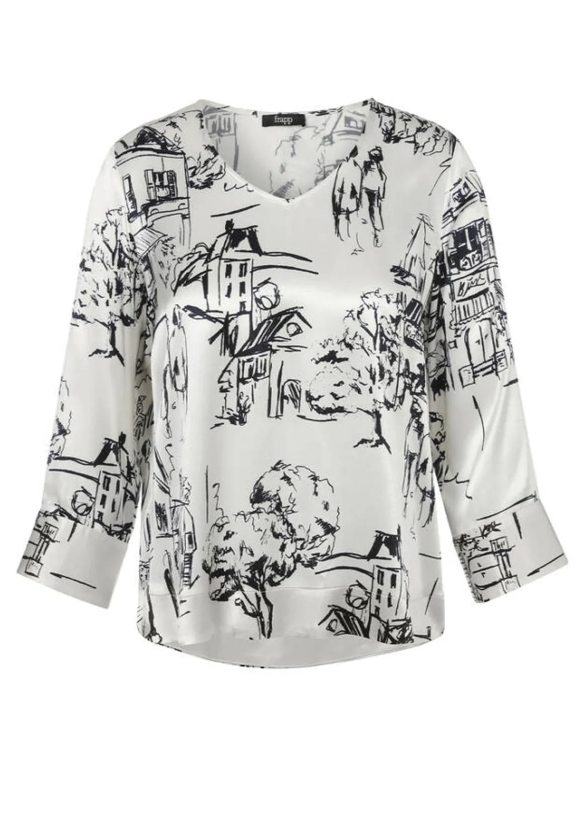 Bicolor 3/4-Arm Schlupfbluse aus matt glänzender Viskose