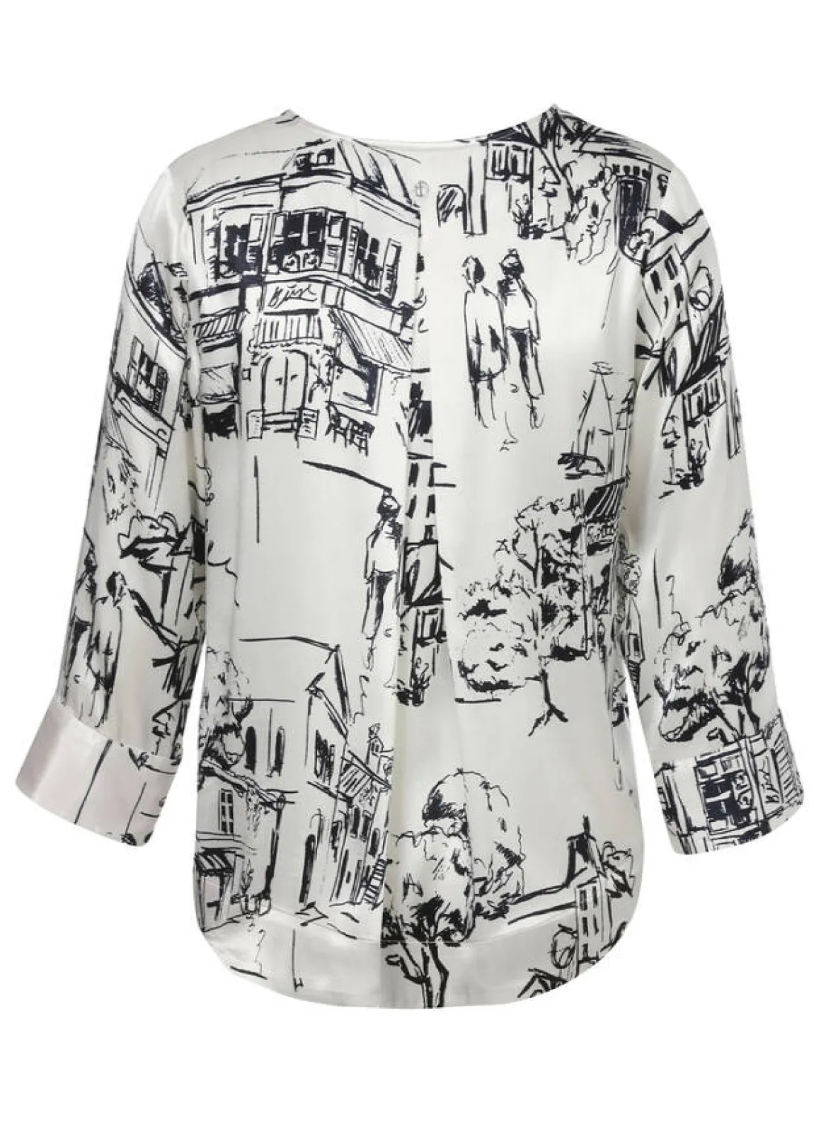 Bicolor 3/4-Arm Schlupfbluse aus matt glänzender Viskose