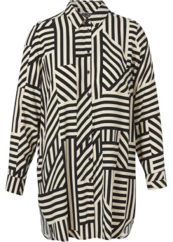 Bicolor Print Longbluse aus Viskose