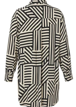 Bicolor Print Longbluse aus Viskose
