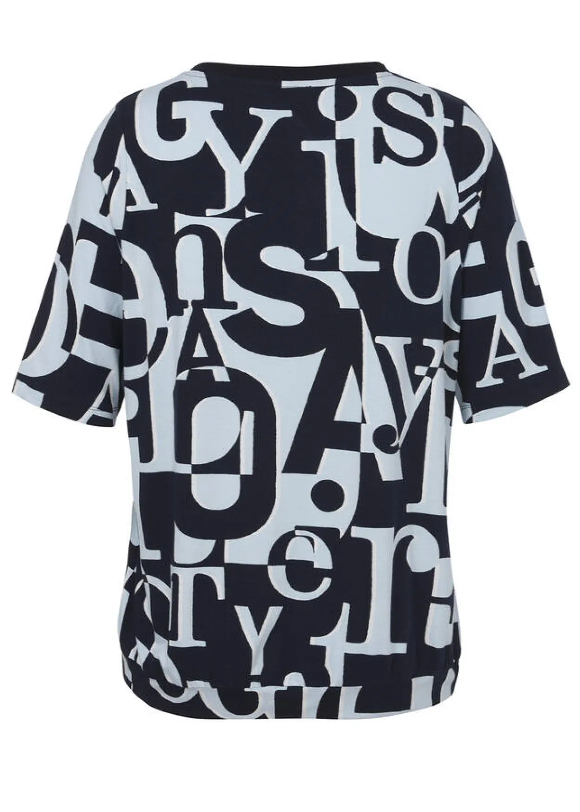 Bicolor Print T-Shirt Eisblau - Marine