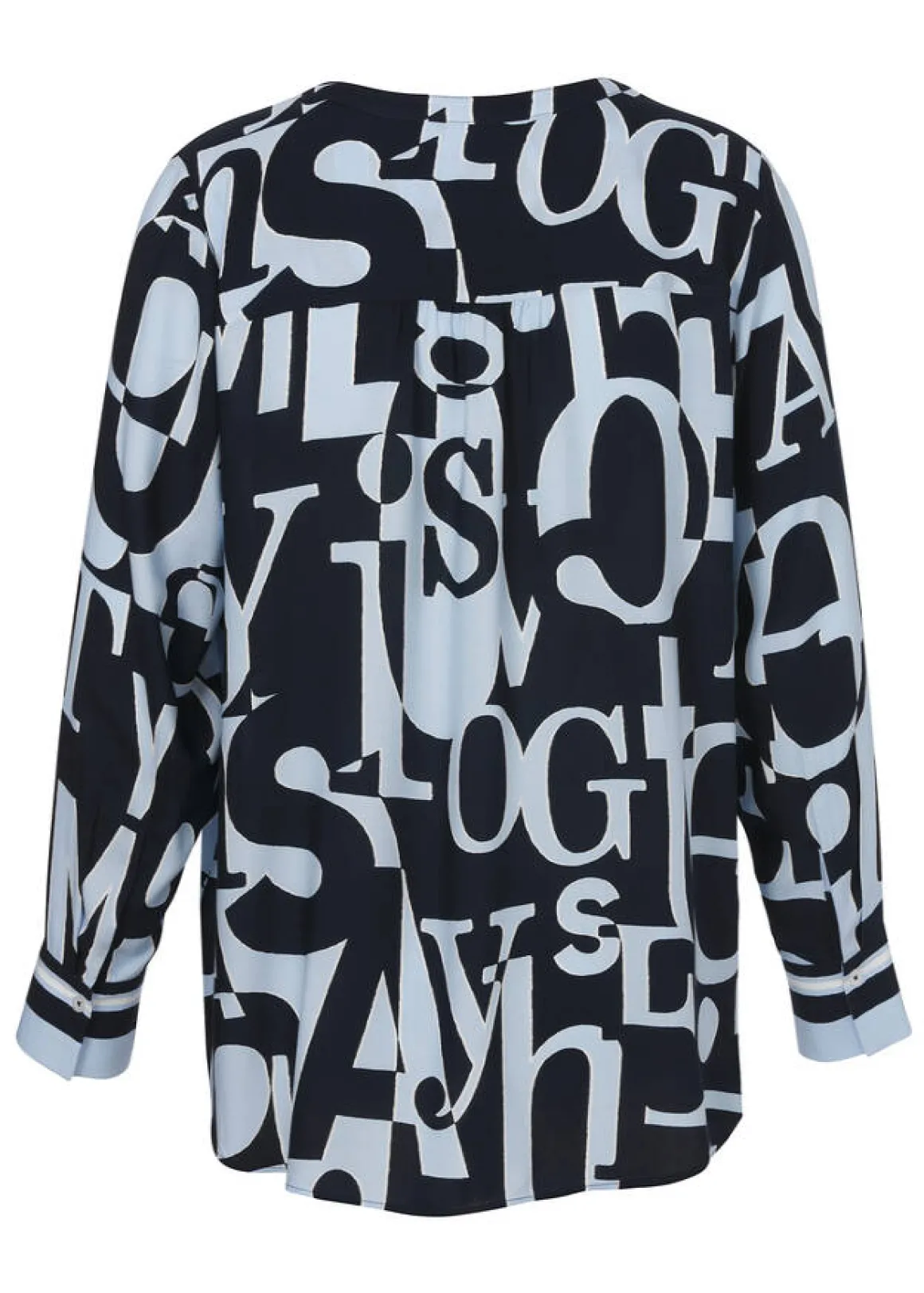 Bicolor Print Viskose Bluse Eisblau - Marine