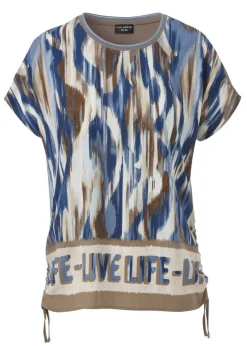 Blusenshirt mit mokkafarbigen Jerseyrücken