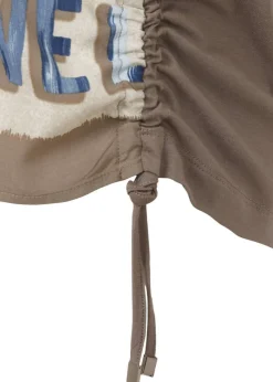 Blusenshirt mit mokkafarbigen Jerseyrücken
