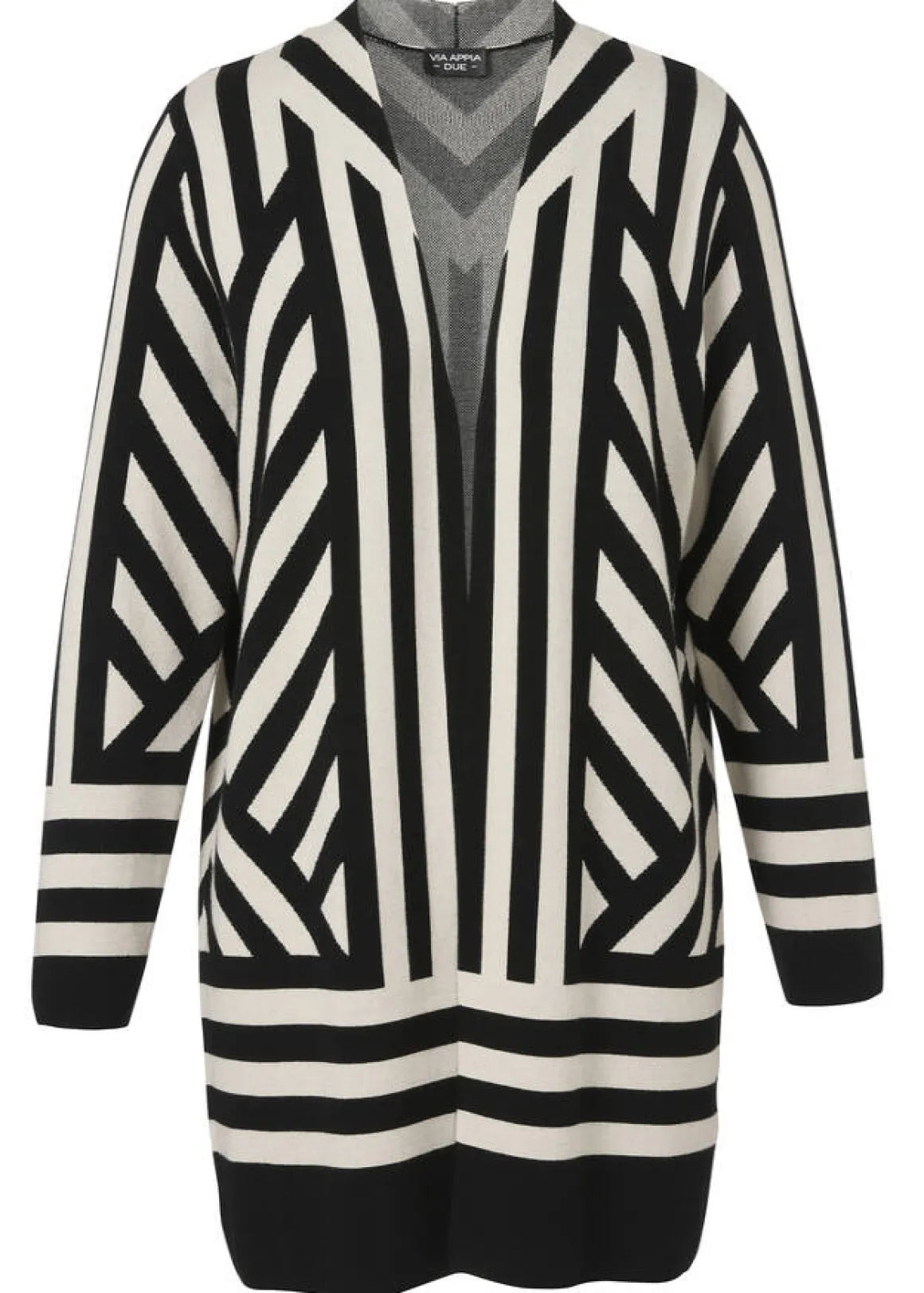 Chicer Long-Cardigan mit grafischem Muster