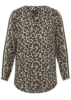 Edel fließende Viskose-Bluse Leo-Print