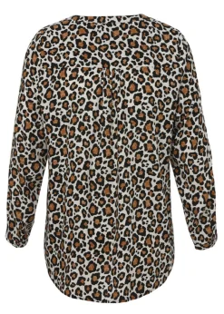Edel fließende Viskose-Bluse Leo-Print