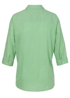 Edle 3/4-Arm Hemdbluse im Baumwoll-Leinen-Mix