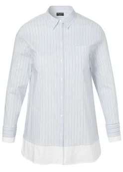 Edle Baumwoll-Stretch Bluse mit Streifen-Dessin