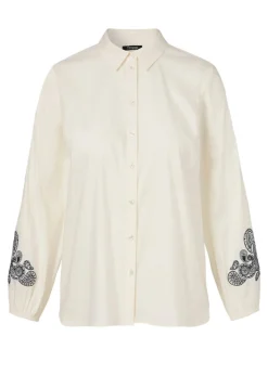 Edle Baumwoll-Stretch Bluse mit Stickerei