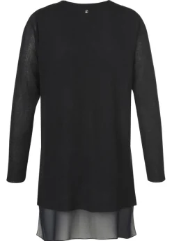 Edle Feinstrick Longjacke mit Blusensaum hinten