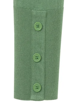 Einfarbige Feinstrickjacke mit breiten Rippbündchen