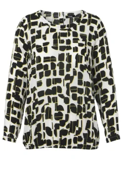 Extravagante Langarmbluse mit grafischem Allover-Muster