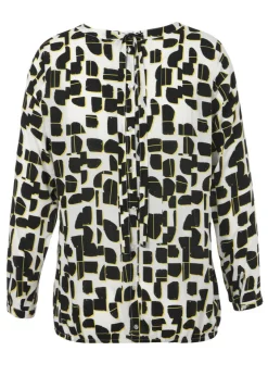 Extravagante Langarmbluse mit grafischem Allover-Muster