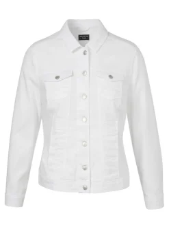 Farbige Jeansjacke mit modischem Crash-Effekt