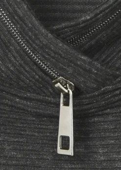 Fein geripptes Sweatshirt mit Zier-Zipper