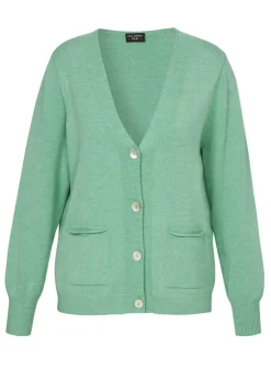 Feinstrickjacke Grün Melange