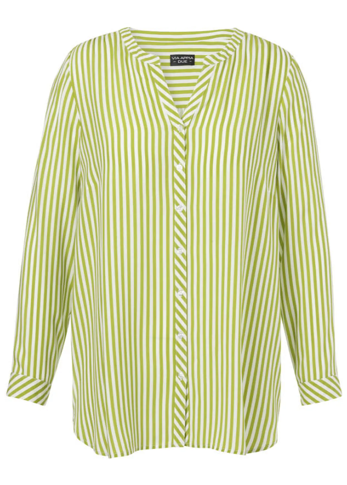 Fließende Viskose Bluse mit streckenden Längsstreifen