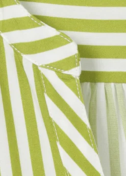 Fließende Viskose Bluse mit streckenden Längsstreifen