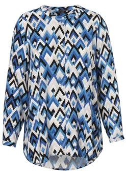 Fließende Viskose-Bluse mit geometrischem Allover-Print