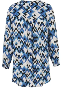 Fließende Viskose-Bluse mit geometrischem Allover-Print