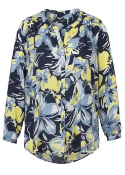 Fließende Viskosebluse mit floralem Allover-Print