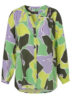 Fließende Viskose-Bluse mit floralem Allover-Print