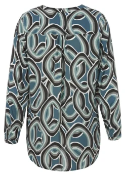 Fließende Viskose-Print-Bluse durchgeknöpft