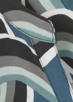 Fließende Viskose-Print-Bluse durchgeknöpft