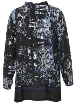 Fließende Viskose-Tunika mit Allover-Print