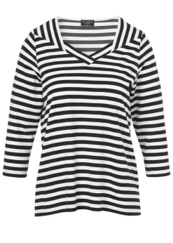 Fließendes Ringelshirt mit Karree-Ausschnitt