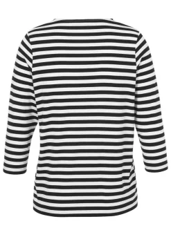 Fließendes Ringelshirt mit Karree-Ausschnitt