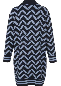 Gemusterter Long-Cardigan mit Reverskragen