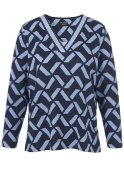 Gemustertes Sweatshirt mit V-Ausschnitt