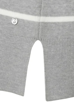 Geringelter Feinstick Pullover mit V-Ausschnitt