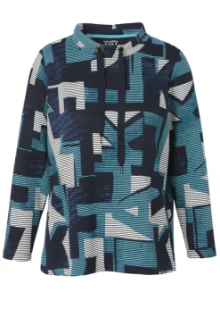 Geripptes Sweatshirt mit Allover-Print