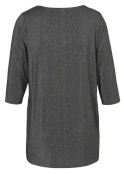 Glitzerndes 3/4-Arm Shirt mit drapiertem Knoten-Detail