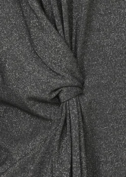 Glitzerndes 3/4-Arm Shirt mit drapiertem Knoten-Detail