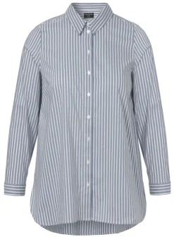 Hemdbluse längsgestreift Bleu-Creme