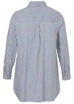 Hemdbluse längsgestreift Bleu-Creme