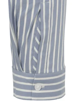 Hemdbluse längsgestreift Bleu-Creme